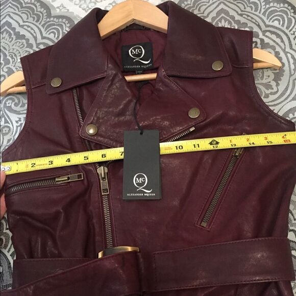 NWT Alexander McQueen Leather Maroon Mini Zipper - Picture 6 of 10